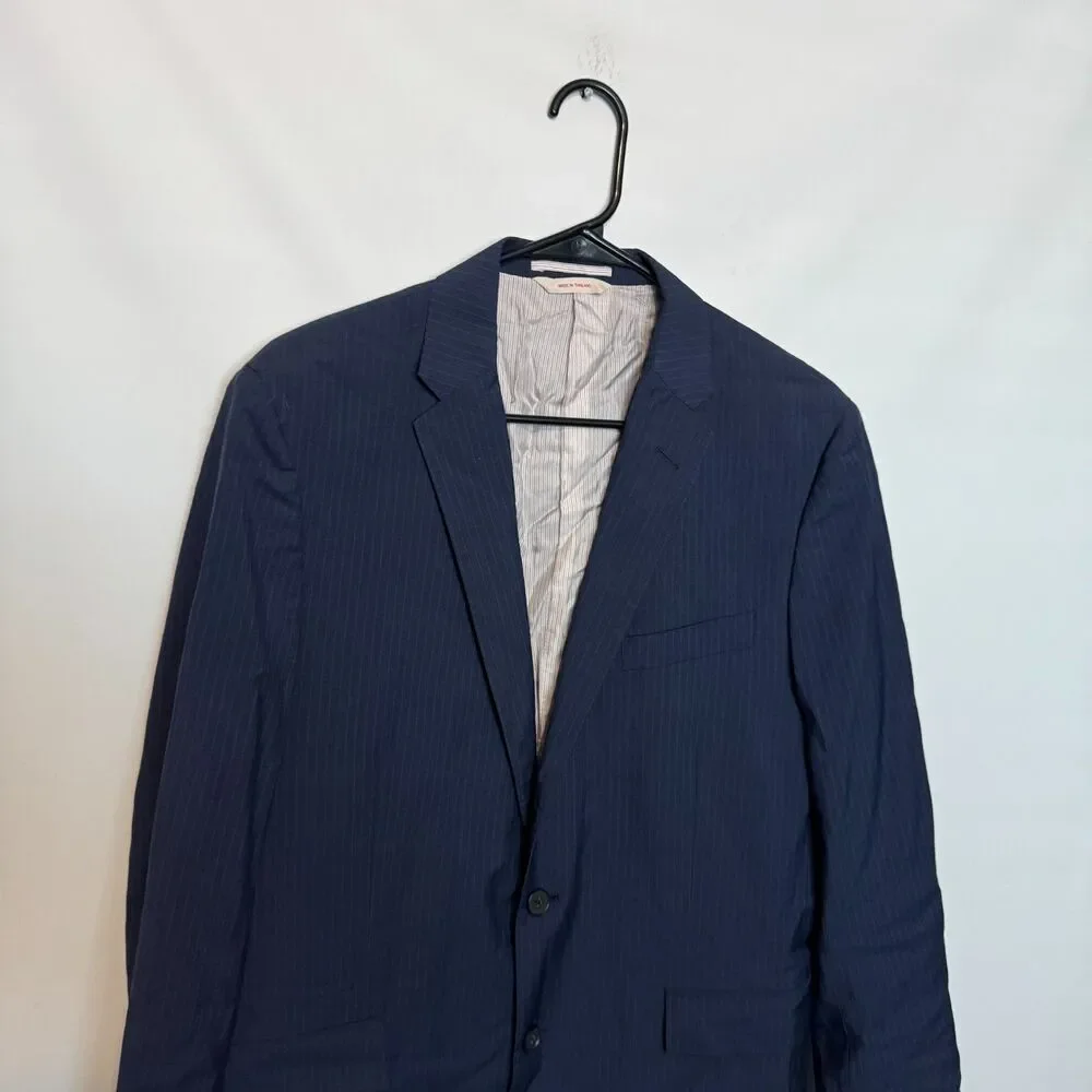 Brooks Brothers Blazer Mens 42R Navy Blue Pinstripe Wool Tollegno Jacket Coat
